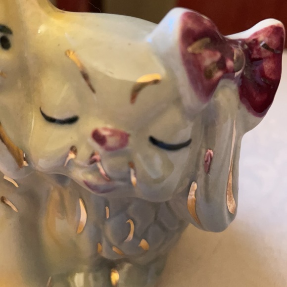 Vintage Shawnee Pottery USA dog puppy ceramic planter with gold trim EUC - Picture 6 of 10
